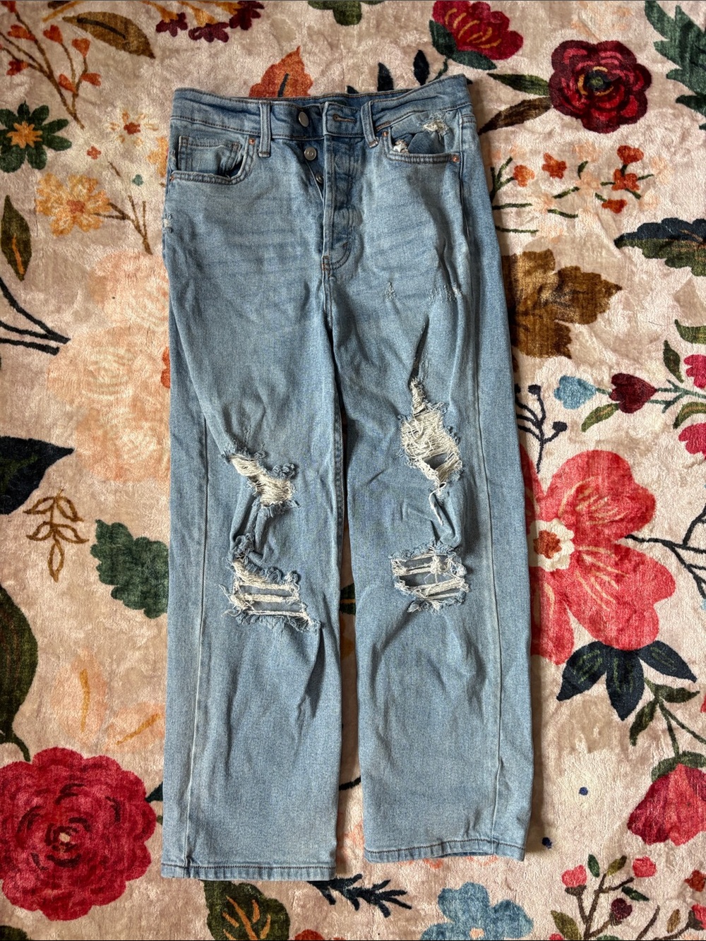 wild fable Light Wash Distressed Straight-Leg Jeans